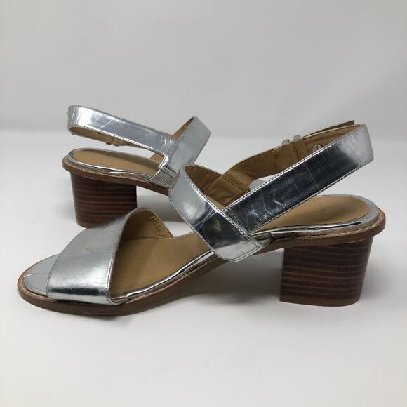 ASOS Silver Metallic Heel Sandals Block Heel Size 5 - Picture 8 of 10